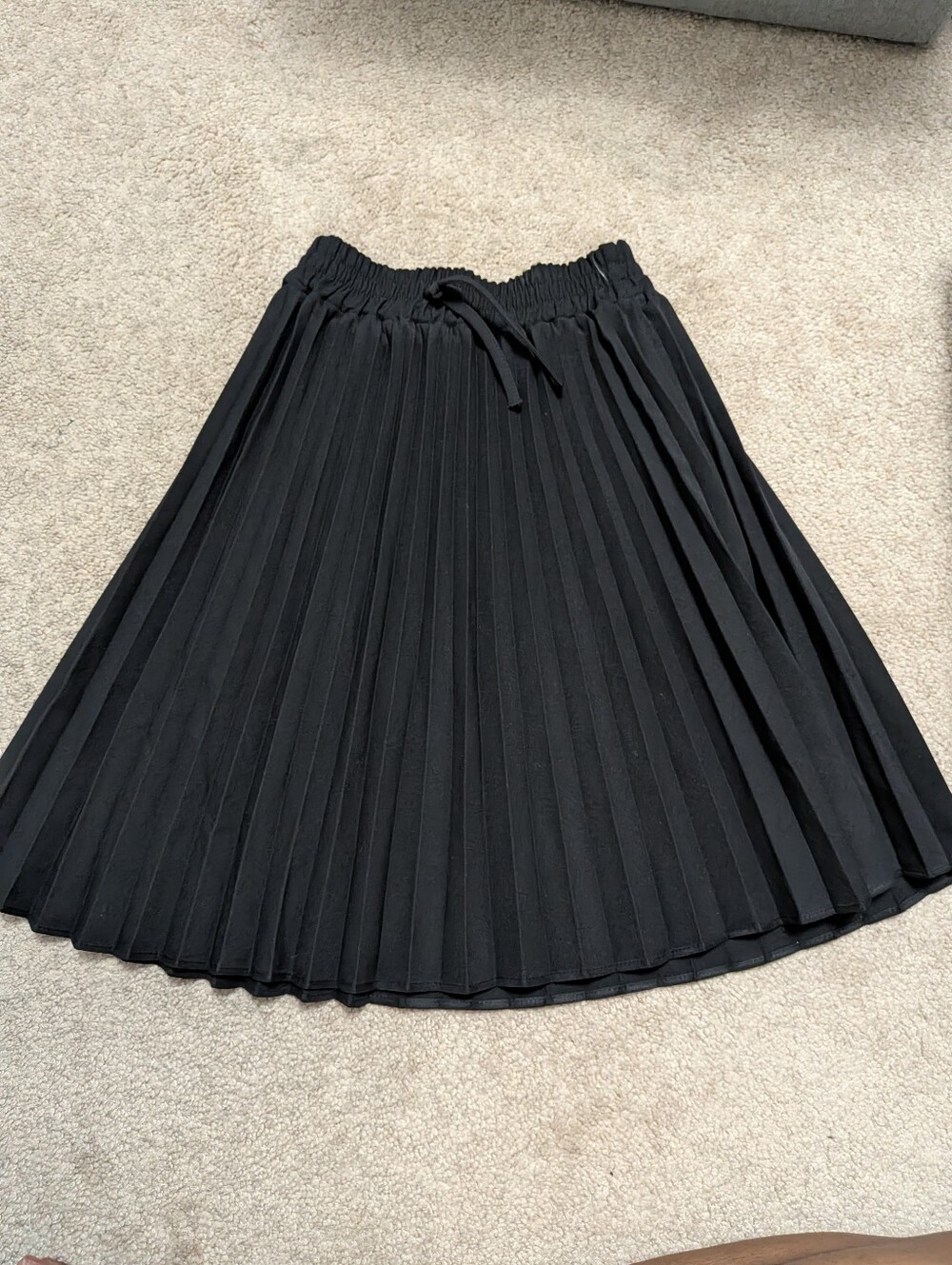 Zara Girl Black Pleated Skirt with Drawstring Waist